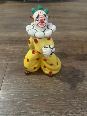 Vintage Yona Original Yellow Polka Dot Clown Figurine 1957